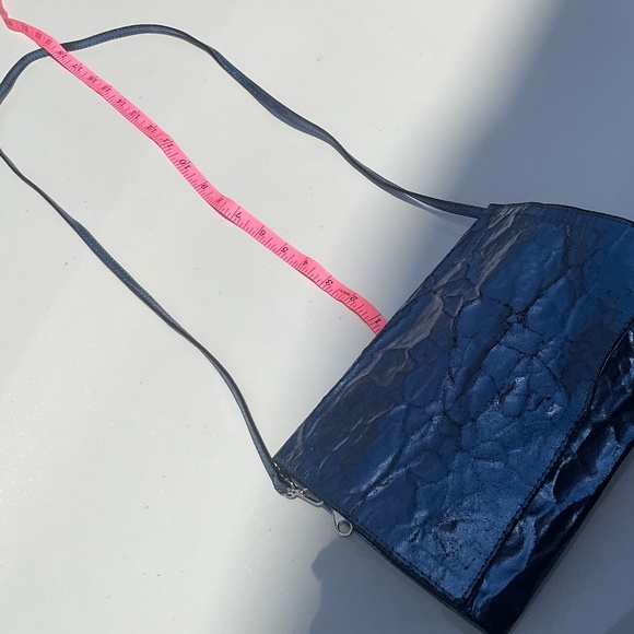 Italian made Zilla handbag 100% calf leather Metallic Blue - Picture 12 of 15